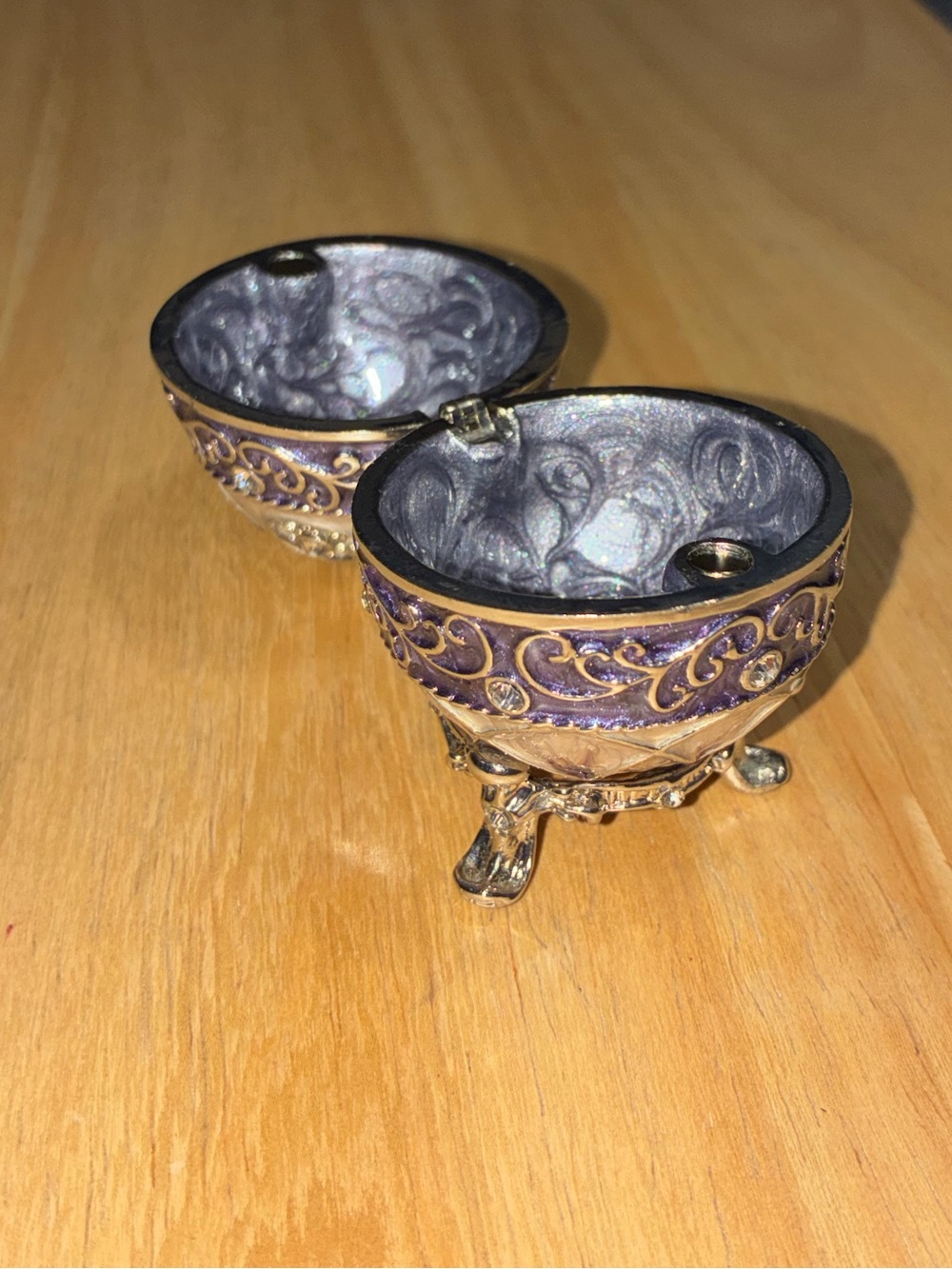 Vintage-Style Purple & Gold Fabergé Egg Trinket Box with Stand - Picture 2 of 5